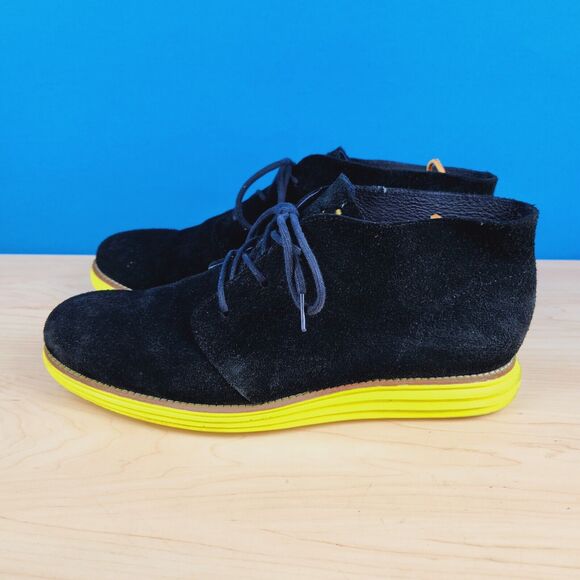 Cole Haan Lunargrand Mens Size 11 Boots Black‎ Suede Yellow Chukka Boots C11185 main image 5